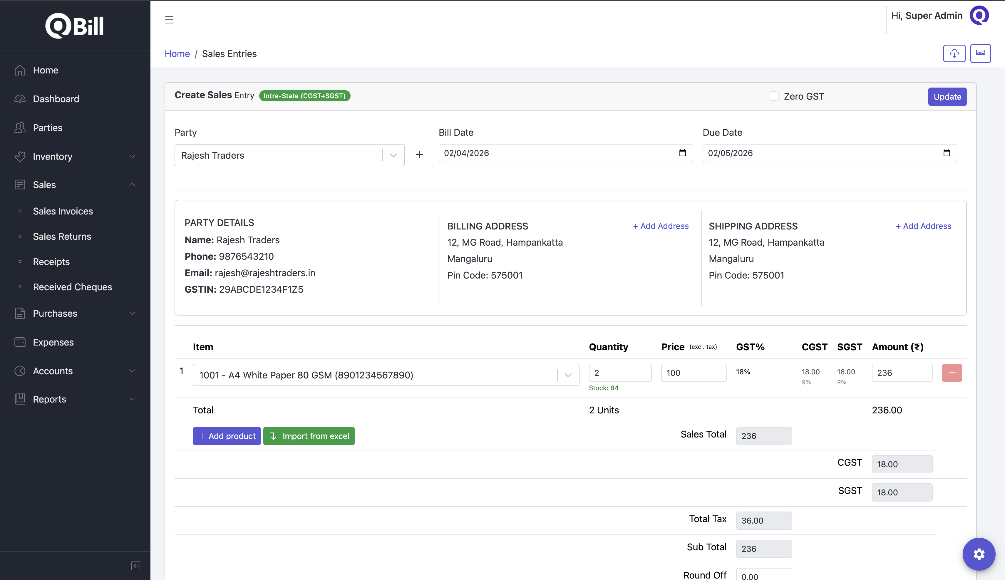 QBill Global Compliance Dashboard - GST, VAT & ZATCA